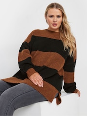 Yours Curve Orange Elephant Stripe Jumper - Image 6 of 7