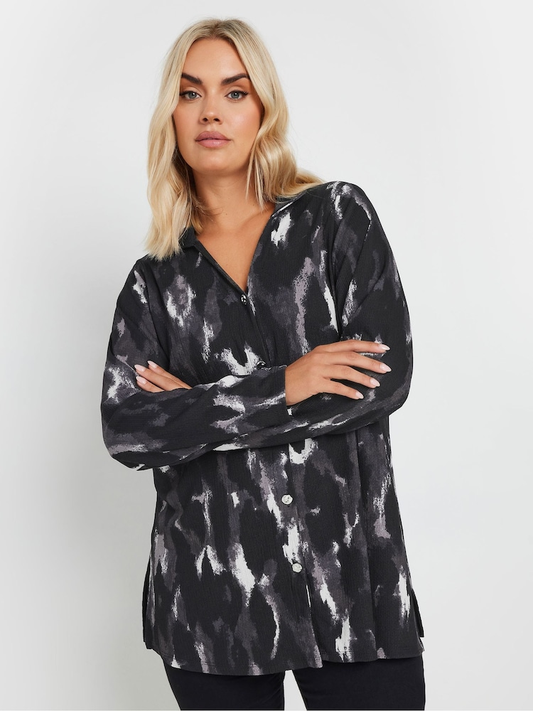Yours Curve Grey Textured  Shirt - Image 1 of 5
