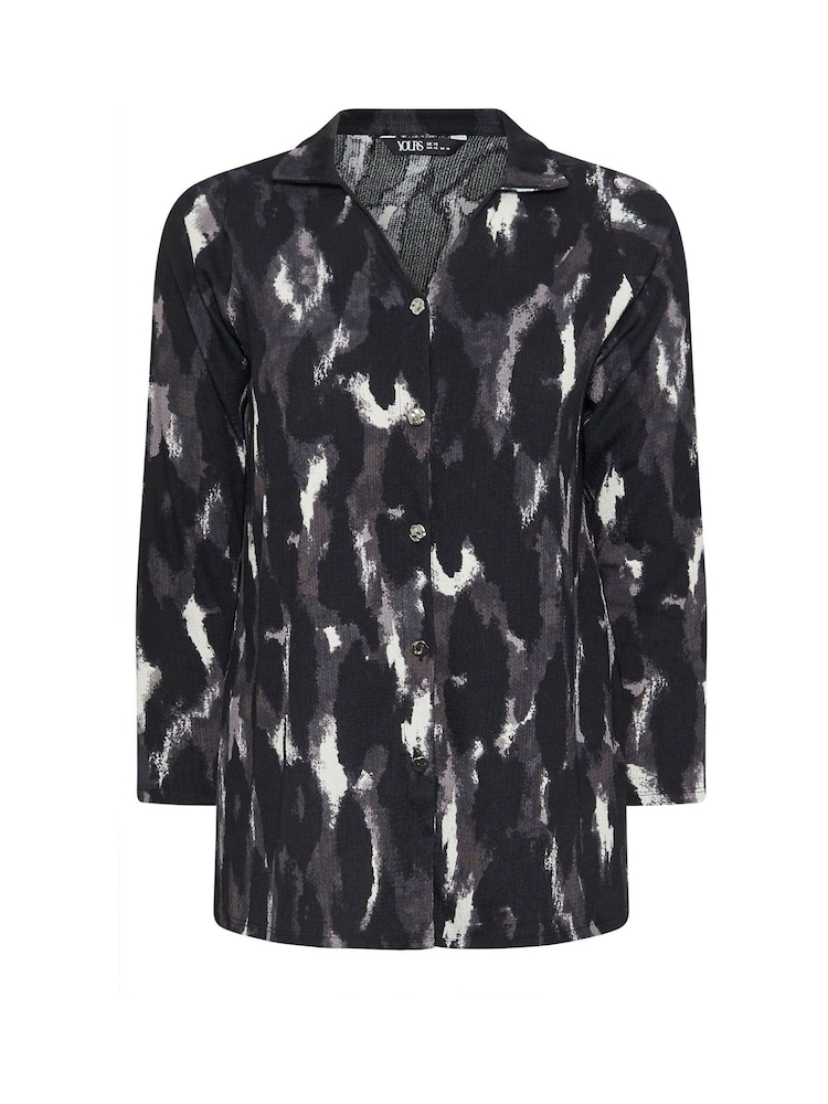 Yours Curve Grey Textured  Shirt - Image 5 of 5