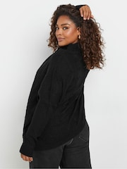 Yours Curve Black Oversized Cable Knit Jumper - Image 3 of 5