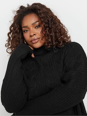 Yours Curve Black Oversized Cable Knit Jumper - Image 4 of 5