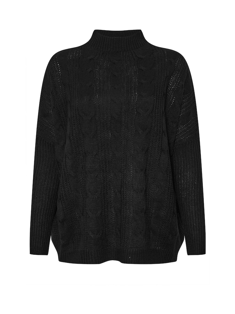 Yours Curve Black Oversized Cable Knit Jumper - Image 5 of 5