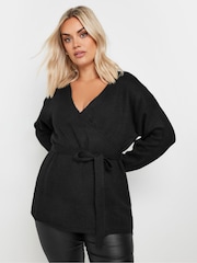 Yours Curve Black Wrap Jumper - Image 1 of 5