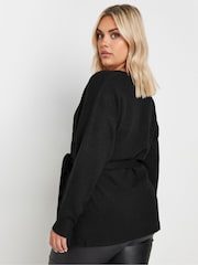 Yours Curve Black Wrap Jumper - Image 3 of 5