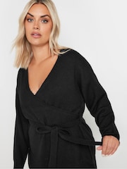 Yours Curve Black Wrap Jumper - Image 4 of 5
