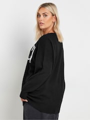 Yours Curve Black Slogan Merci Jumper - Image 3 of 5