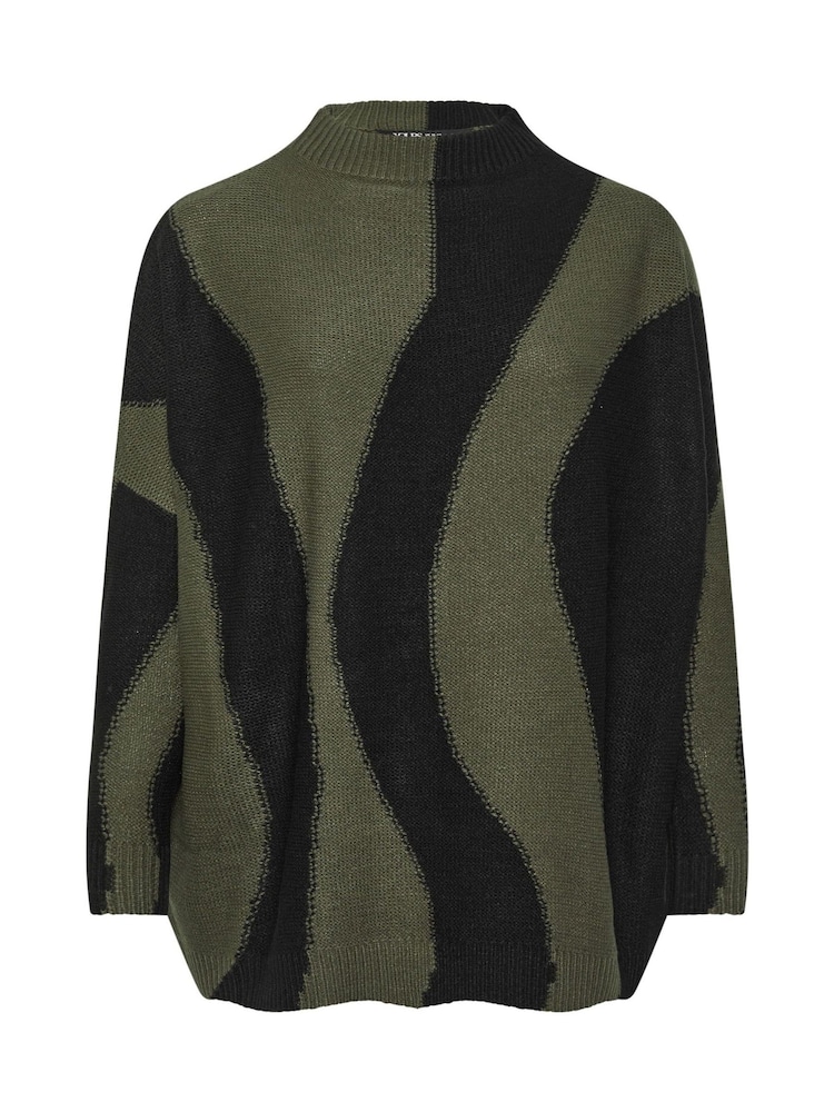 Yours Curve Green Oversized Colourblock Swirl Jumper - Image 5 of 5