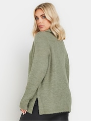 Yours Curve Green Roll Neck Knitted Jumper - Image 3 of 5