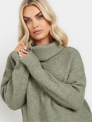 Yours Curve Green Roll Neck Knitted Jumper - Image 4 of 5