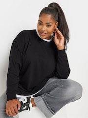 Yours Curve Black 100% Cotton 2 In 1 Jumper - Image 1 of 4