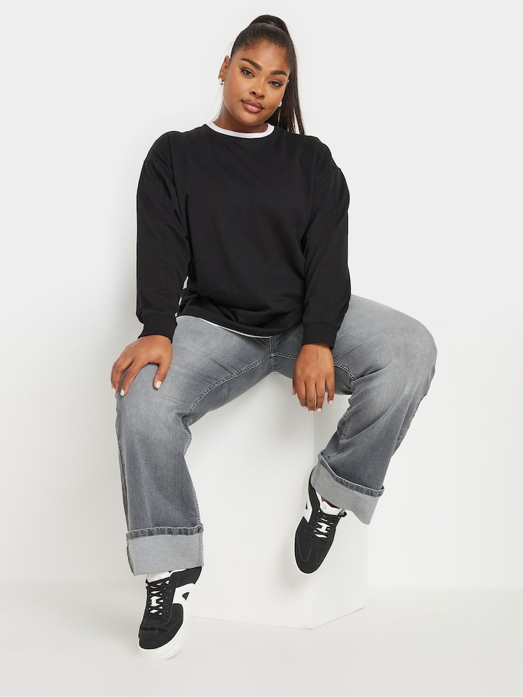 Yours Curve Black 100% Cotton 2 In 1 Jumper - Image 2 of 4