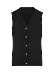 Yours Curve Black Knitted Button Vest - Image 6 of 6