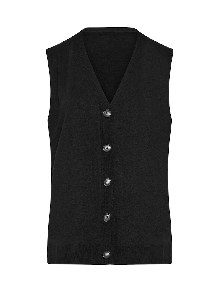 Yours Curve Black Knitted Button Vest - Image 6 of 6
