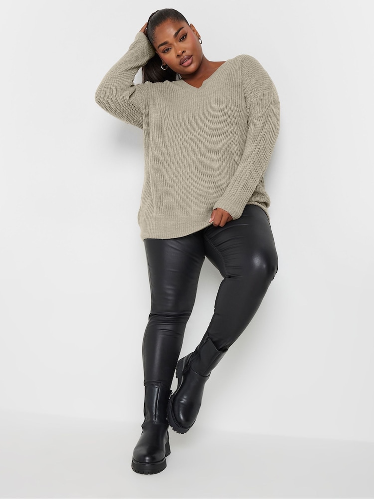Yours Curve Drop Shoulder V-Neck Jumper - Imagen 2 de 5 Yours Curve Drop Shoulder V-Neck Jumper - Imagen 2 de 5