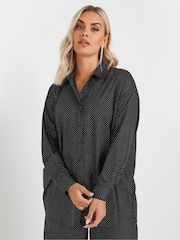 Yours Curve Black Glitter Co-Ord Shirt - Image 1 of 5