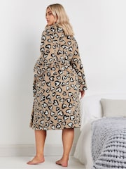 Yours Curve Natural Fluffy Leopard Heart Shawl Robe - Image 3 of 5
