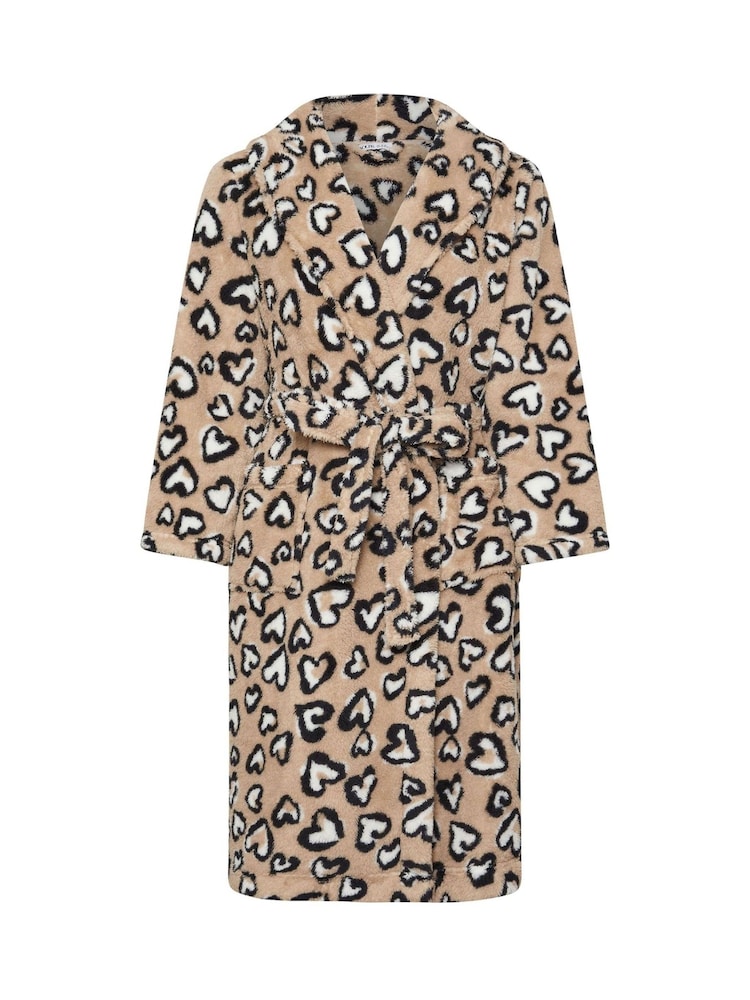 Yours Curve Fluffy Leopard Heart Shawl Robe - Imagen 5 de 5 Yours Curve Fluffy Leopard Heart Shawl Robe - Imagen 5 de 5