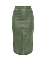 Yours Curve Green Coated Midaxi Front Slit Skirt - Image 6 of 6