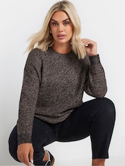 Yours Curve Brown Twist Jumper - Image 4 of 5