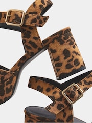 Yours Curve Brown Extra Wide Fit Leopard Print Cross-Over Strap Heels - Image 4 of 5