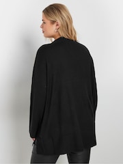 Yours Curve Black Button Sleeve Ribbed Jumper - Image 4 of 5