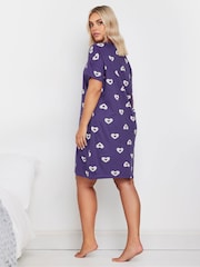 Yours Curve Purple 100% Cotton Double Heart Sleeptee Nighties - Image 3 of 5