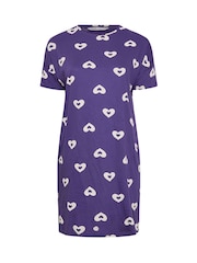 Yours Curve Purple 100% Cotton Double Heart Sleeptee Nighties - Image 5 of 5