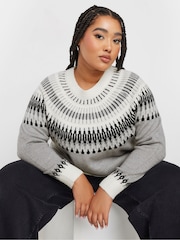 Yours Curve Black Fairsle Jumper - Image 1 of 5