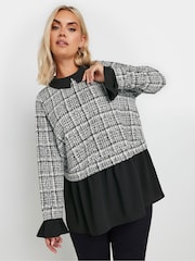 Yours Curve Black 2 In 1 Shirt Top - Image 3 of 6