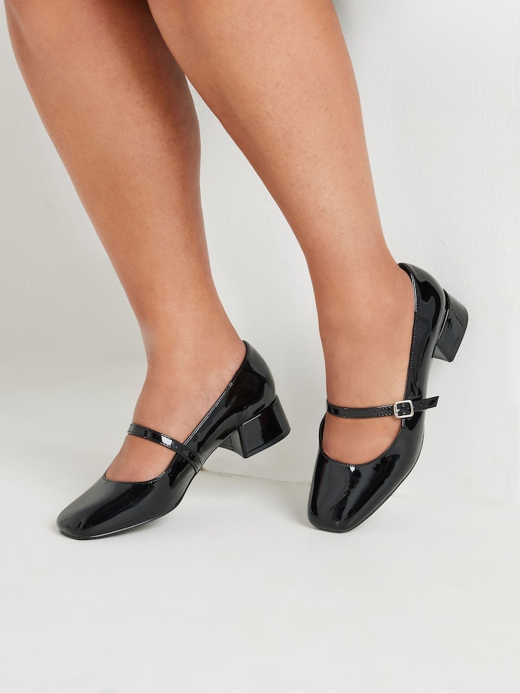 Yours Curve Mary Jane Extra širok kroj Patent Block čevlji z visoko peto - Slika 1 iz 5