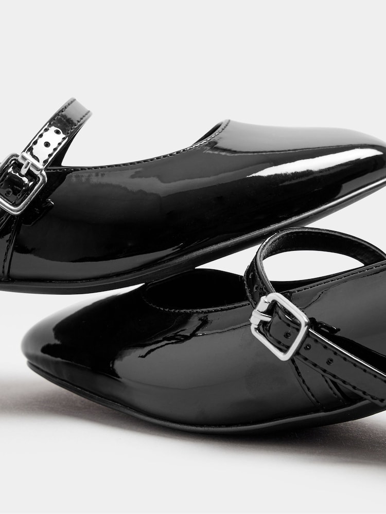 Yours Curve Mary Jane Extra širok kroj Patent Block čevlji z visoko peto - Slika 5 iz 5