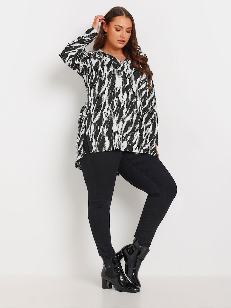 Yours Curve Black Textured Jersey Shirt - Image 2 of 5