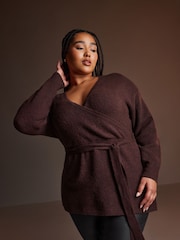Yours Curve Purple Wrap Jumper - Image 3 of 5