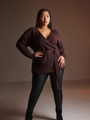 Yours Curve Purple Wrap Jumper - Image 4 of 5