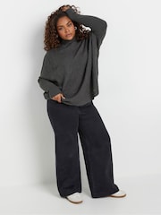 Yours Curve Grey Oversized Cable Knit Jumper - Image 2 of 5