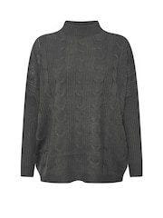 Yours Curve Grey Oversized Cable Knit Jumper - Image 5 of 5