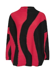 Yours Curve Red Oversized Colourblock Swirl Jumper - Image 5 of 5