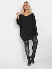 Yours Curve Black Batwing Sleeve Soft Touch Jumper - Image 2 of 5