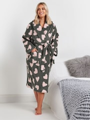 Yours Curve Fluffy Heart Shawl Collar Robe - Imagen 1 de 5