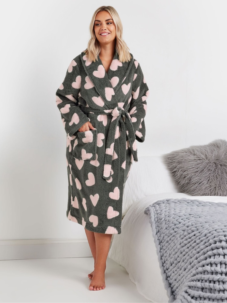 Yours Curve Fluffy Heart Shawl Collar Robe - Imagen 1 de 5