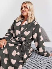 Yours Curve Fluffy Heart Shawl Collar Robe - Imagen 2 de 5
