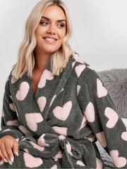 Yours Curve Fluffy Heart Shawl Collar Robe - Imagen 4 de 5