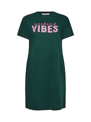Yours Curve Green 100% Cotton Weekend Vibes Sleeptee Nighties - Image 5 of 5