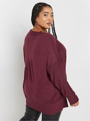 Yours Curve Red Button Sleeve Ribbed Jumper - Image 4 of 6