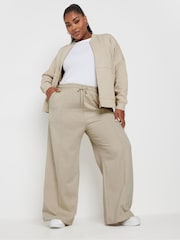 Yours Curve Brown Oversized Sweat Bomber Jacket - Image 3 of 5
