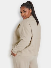 Yours Curve Brown Oversized Sweat Bomber Jacket - Image 4 of 5
