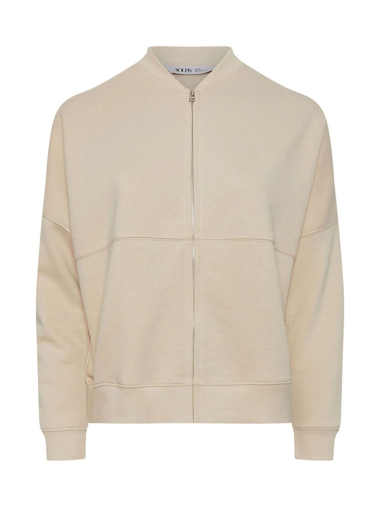 Yours Curve Brown Oversized Sweat Bomber Jacket - Image 5 of 5
