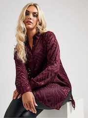 Yours Curve Purple London Zebra Burn Out Shirt - Image 1 of 5