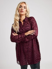 Yours Curve Purple London Zebra Burn Out Shirt - Image 2 of 5