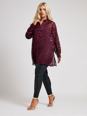 Yours Curve Purple London Zebra Burn Out Shirt - Image 3 of 5